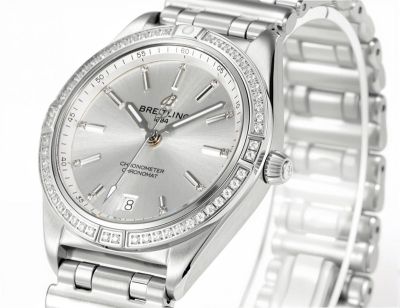 Breitling Chronomat Automatic 36  2824 Movement Silver Dial Watch with Diamond